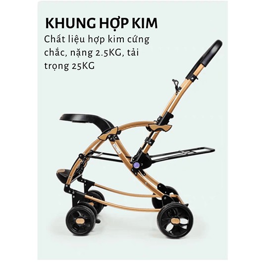 Xe đẩy cho bé hai chiều bập bênh BaoBaoHao BBH-C3 màu xanh và tím