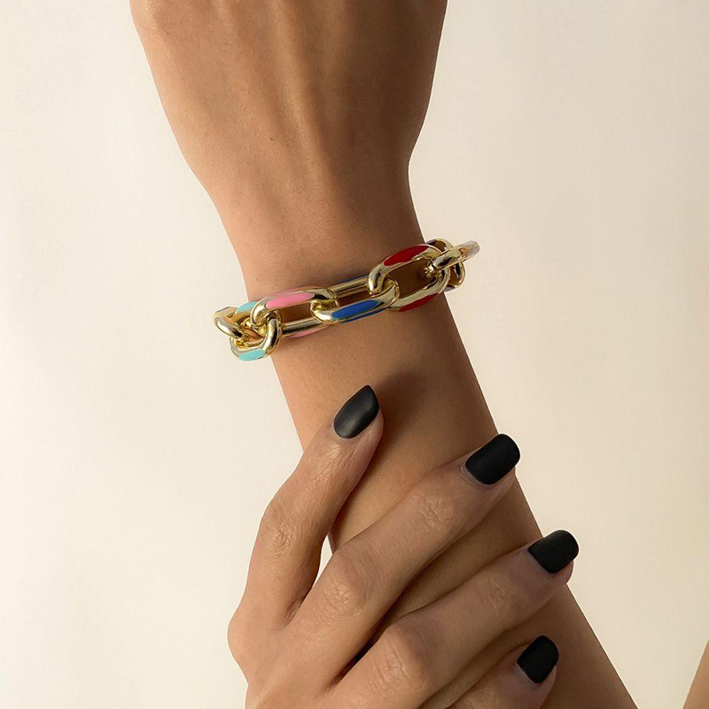 AROMA Vòng cổ Nhiều Màu Sắc Họa Tiết Hình Học Phong Cách Hip Hop Hàn Quốc