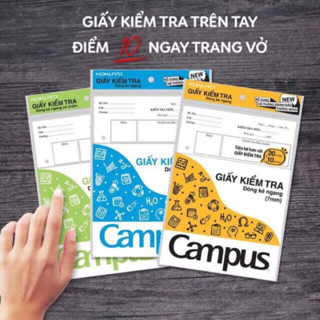 Giấy kiểm tra CAMPUS gồm 20 tờ đôi 10 tờ đơn