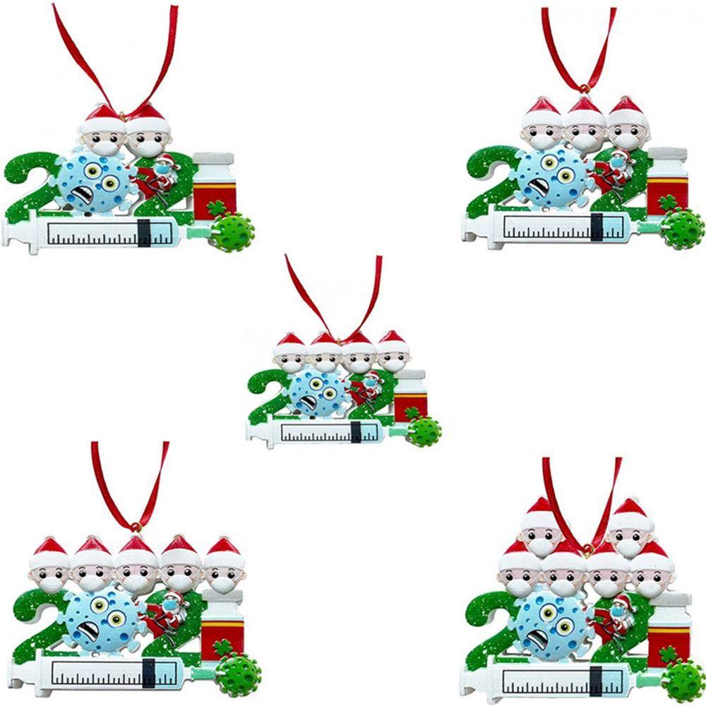 Ông Già Noel Trang Trí Cây Thông Giáng Sinh Quarantine 2021 Bằng Nhựa Resin Kèm vắc-xin ADD