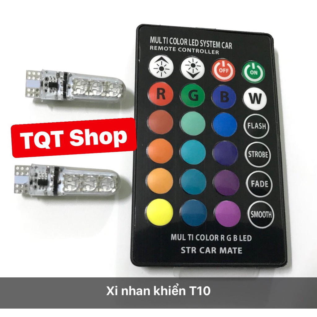 Bộ đèn led xi nhan demi chân T10 điều khiển đổi màu (BH 3 tháng)