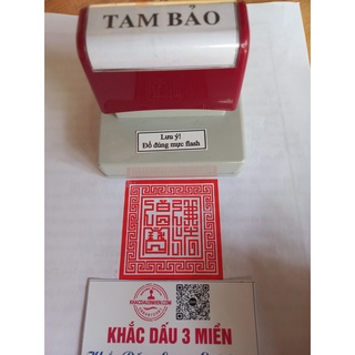 Dấu triện tam bảo liền mực khổ 6x6 đã đổ sẵn mực / sản phẩm cao cấp