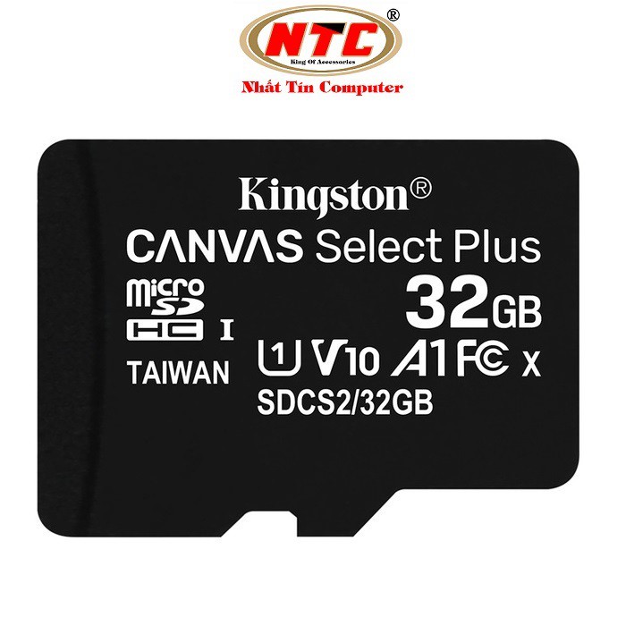 [Mã ELMS10 giảm 6% đơn 50K] Thẻ nhớ microSDHC Kingston Canvas Select Plus 32GB U1 V10 A1 100MB/s (Đen) - Không Adapter