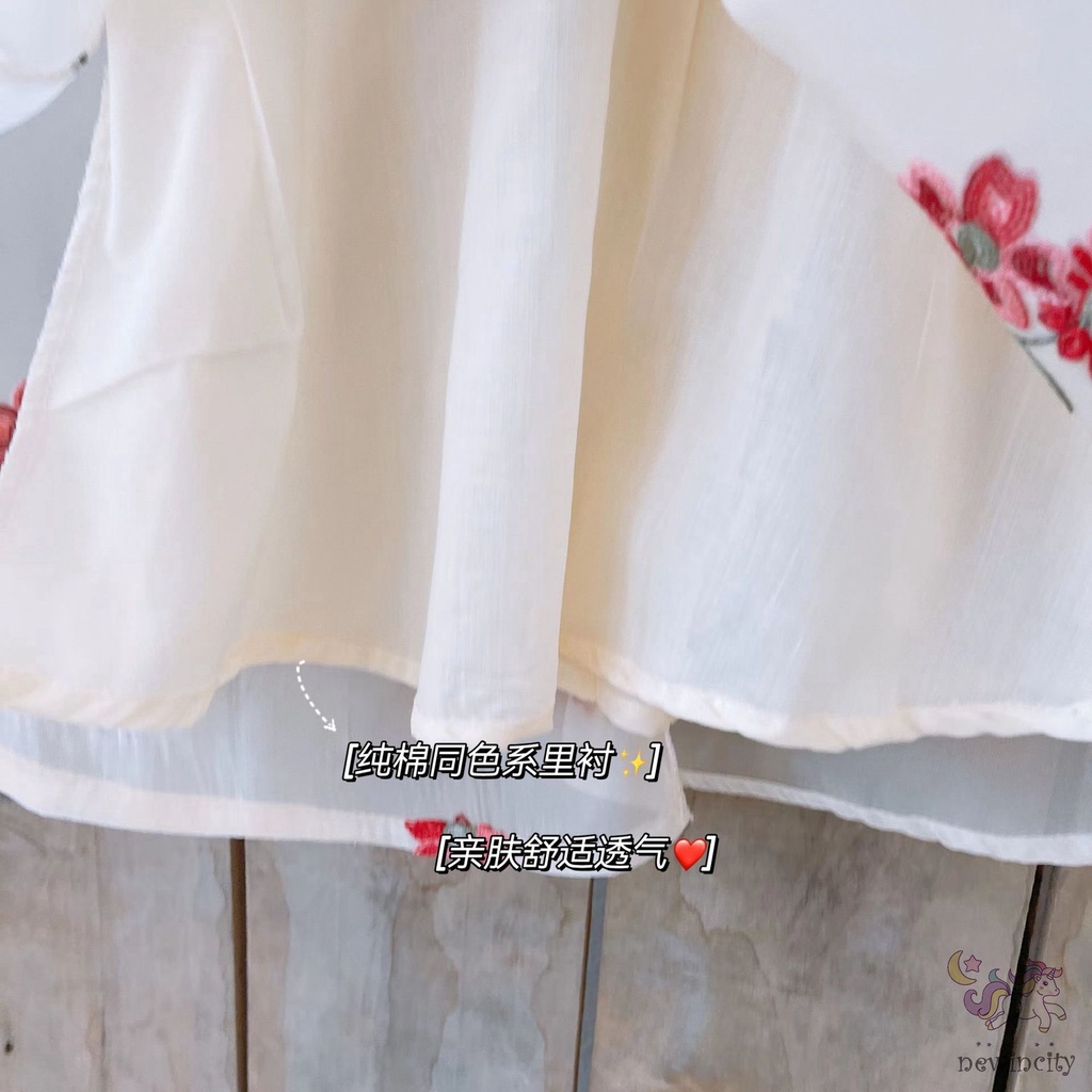 Đầm Công Chúa Tay Phồng Ngắn Phối Lưới Thắt Nơ Phong Cách Hàn Quốc Cho Bé Gái