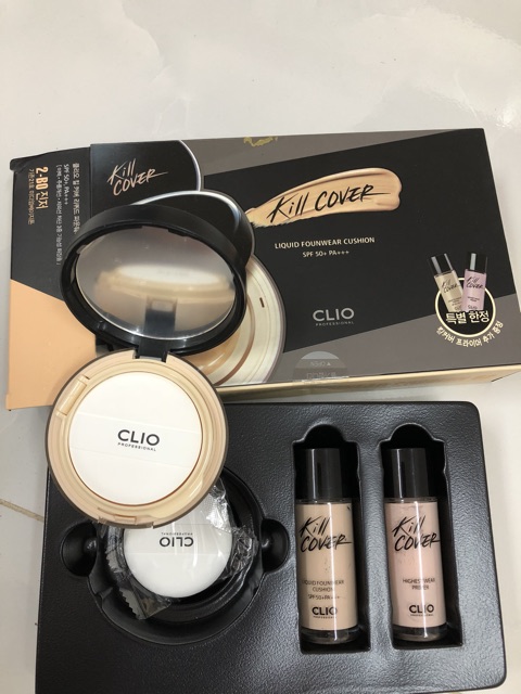 Set Kem nền Clio Kill Cover Liquid Founwear Cushion + Kem lót Highest Wear Primer