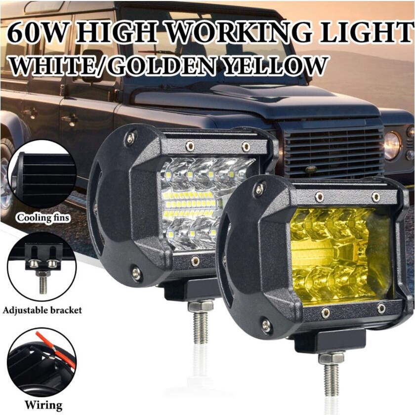 Đèn Sương Mù 60W 4x4 Ánh Sáng Vàng Chống Thấm Nước Cho Xe Jeep ATV SUV