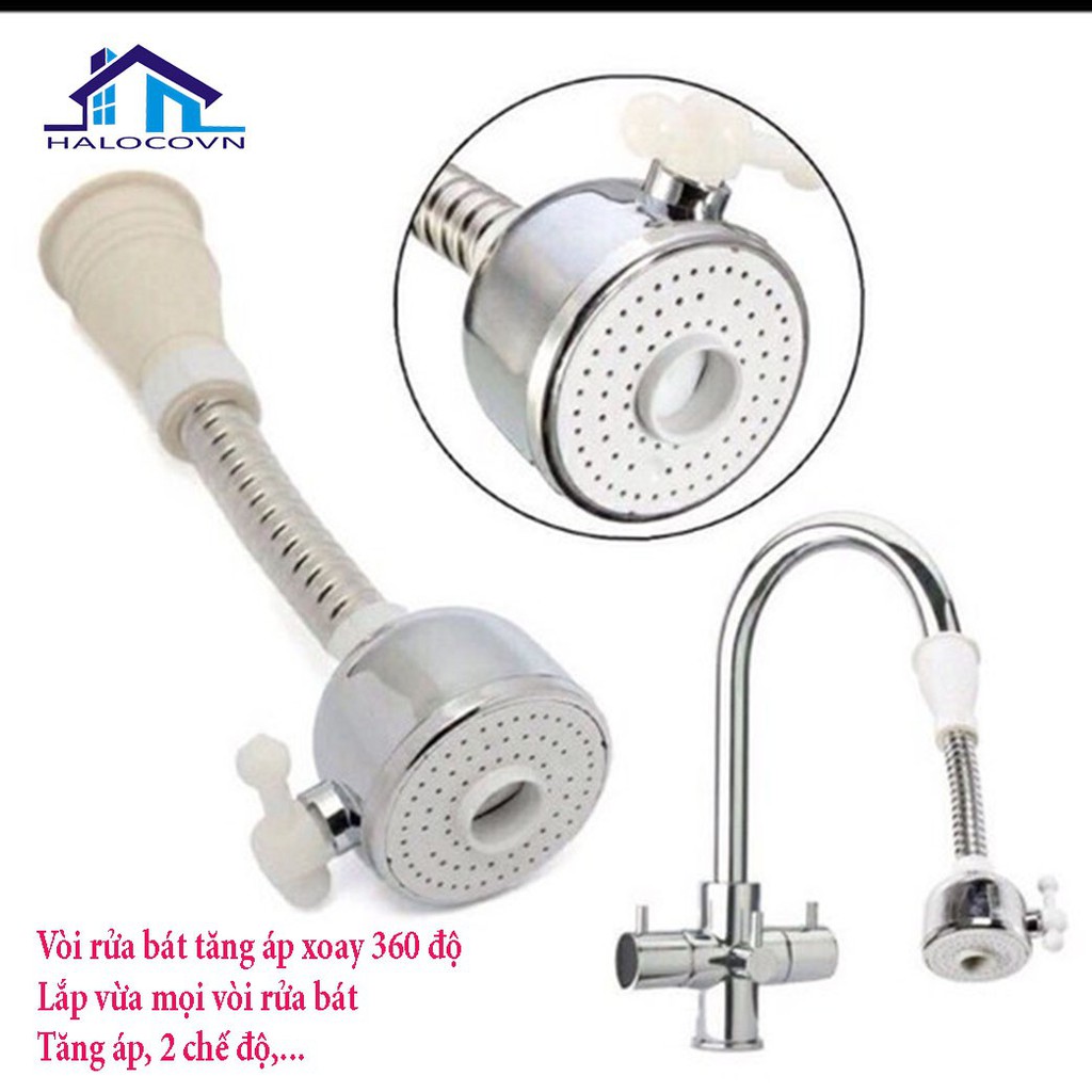 Vòi Nối tăng Áp INox bồn rửa chén xoay 360 bằng inox .ĐTLVVV!