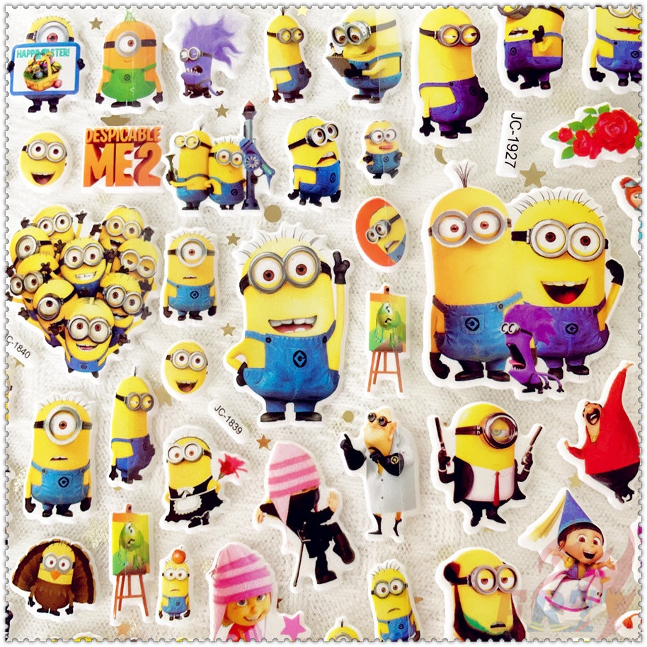 ❀ Hình Dán Phần Thưởng Tự Làm Minions Q-1 ❀ 1 Miếng Dán Bong Bóng 3D Bằng PVC Chống Nước