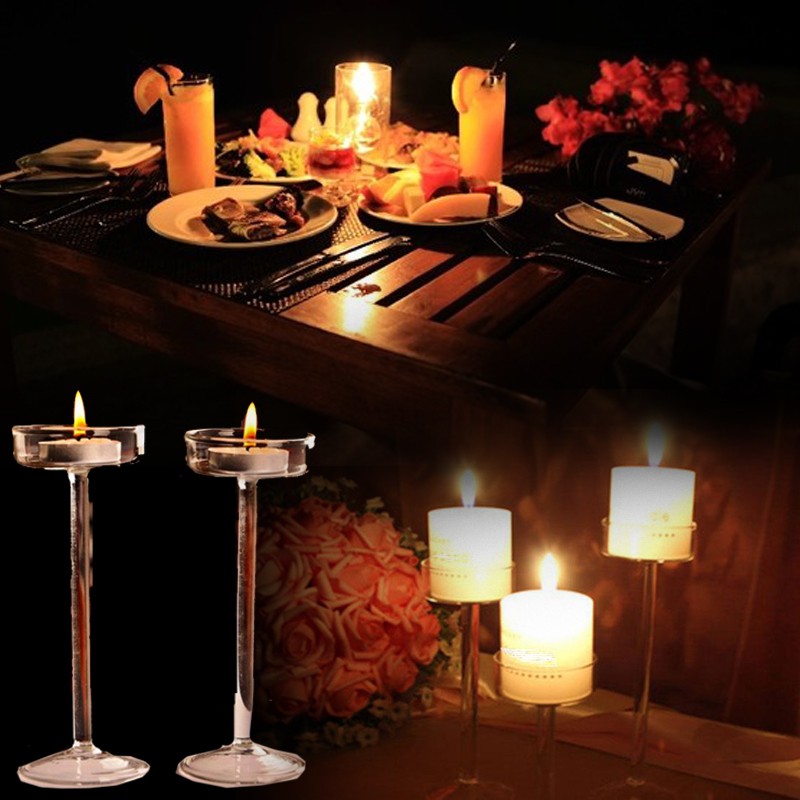 🪔Valentine's Day Romantic Tall Glass Candle Holder Transparent Nordic Creative Wedding Table Candle Utensils