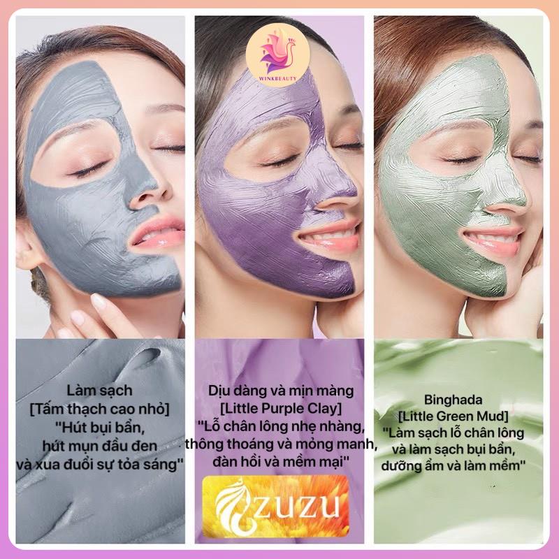 Mặt Nạ Bùn Đất Sét Trà Xanh, Cà Tím, Bùn Khoáng Núi Lửa Làm Sạch Thu Nhỏ Lỗ Chân Lông Hút Dầu Thừa WINKBEAUTY