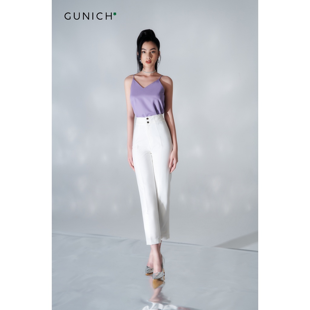 Quần Baggy ống đứng nữ dập ly, 2 khuy, vải cotton vân cao cấp GUNICH