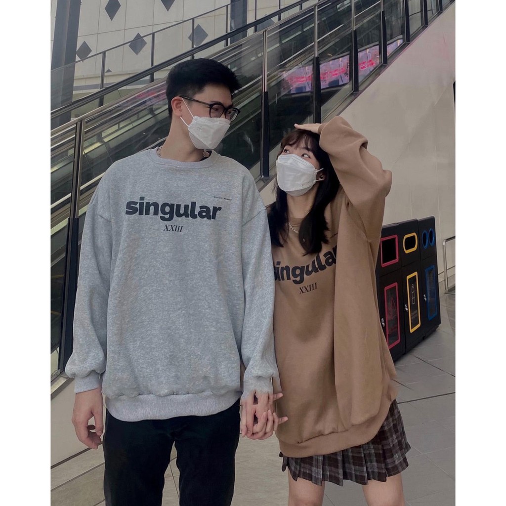 Áo hoodie chất nỉ SINGULA áo sweater form rộng Hàn Quốc_VIETSTAR