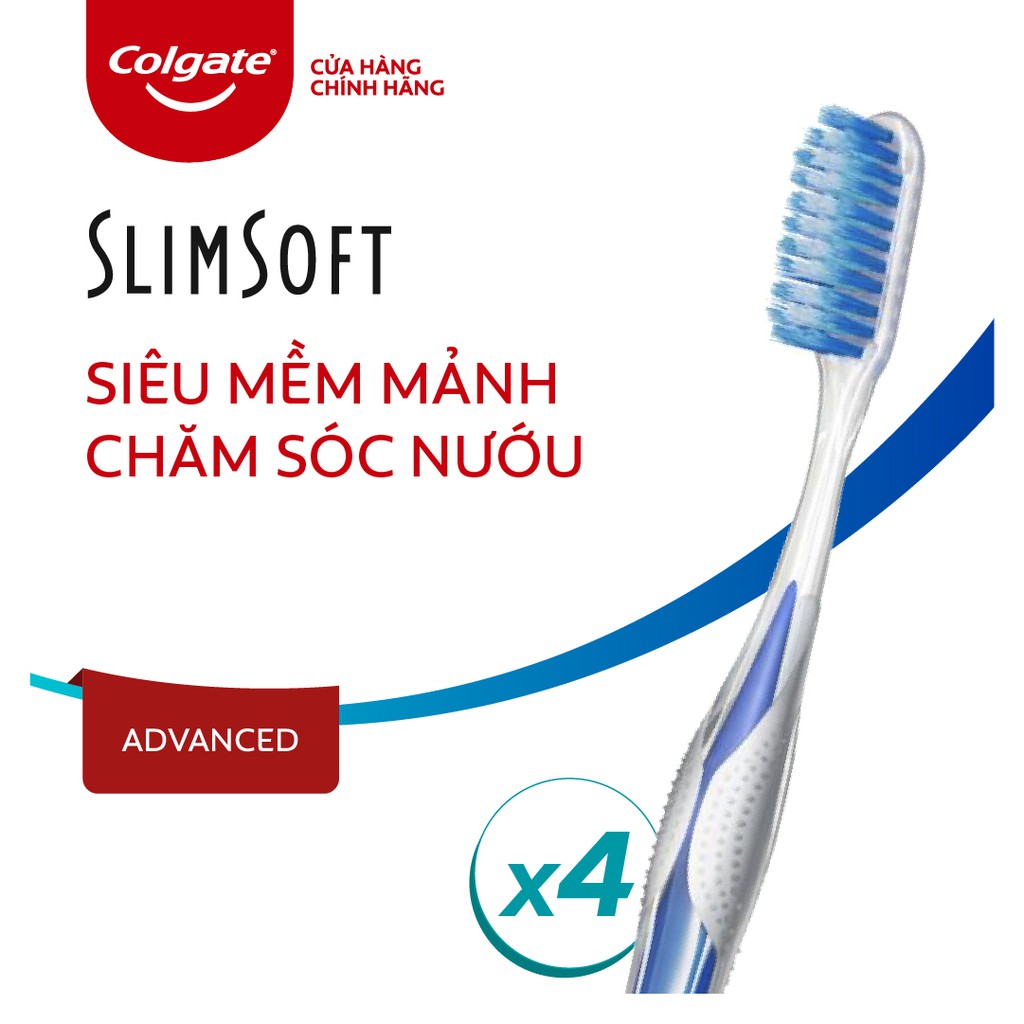 [Mã FMCGCO5 giảm 8% đơn 250K] Bộ 4 Bàn Chải Đánh Răng Colgate SlimSoft Advanced siêu mềm mảnh chăm sóc nướu