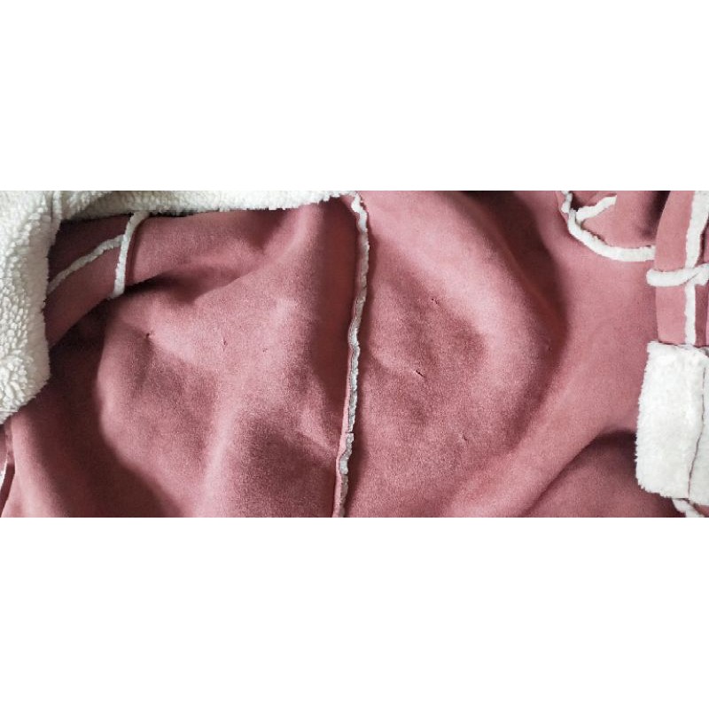 Áo khoác da lộn màu hồng lót lông😊