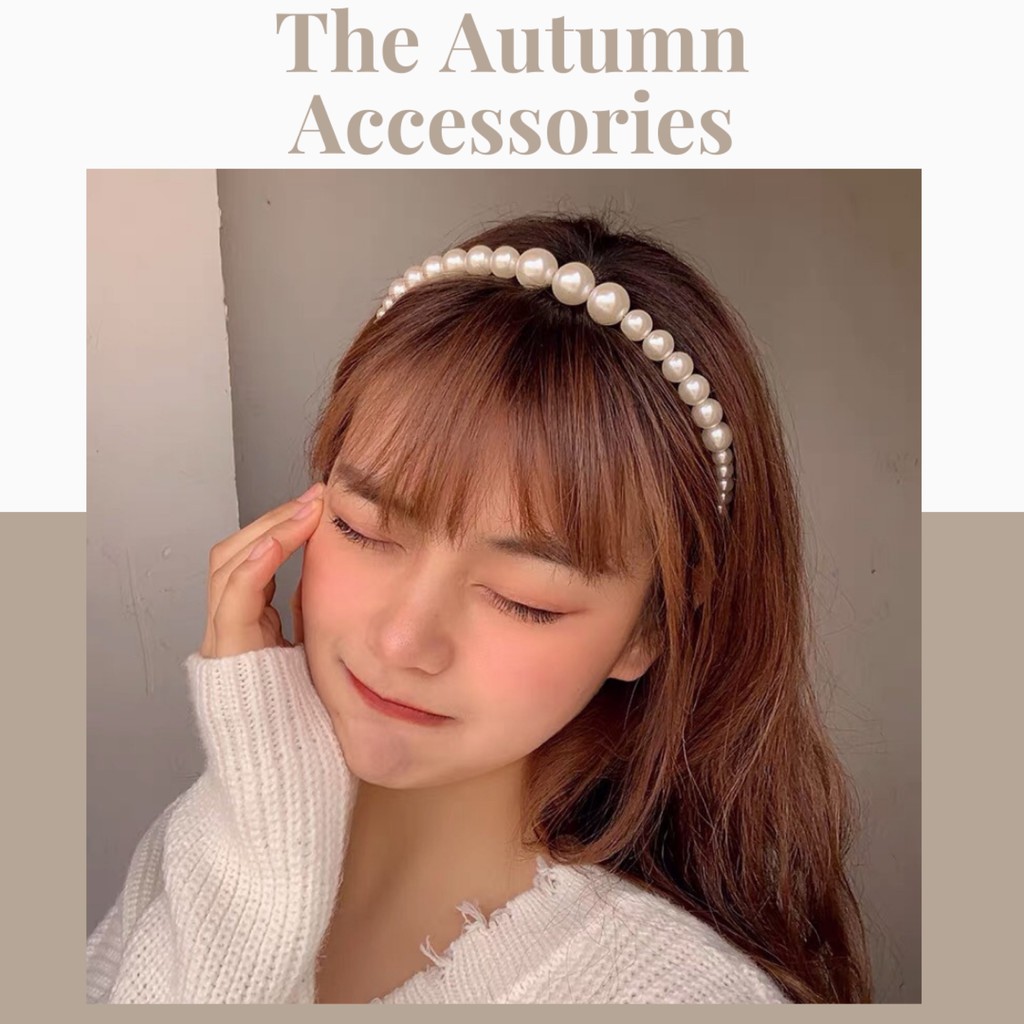 Bờm cài tóc đính ngọc trai nhân tạo đơn giản phong cách Hàn Quốc hot trend - The Autumn Accessories