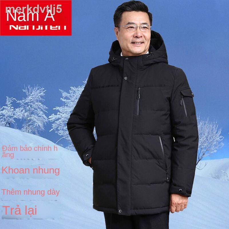 ✜Áo khoác nam trung niên và cao tuổi Cực dài cộng với nhung dày dặn người cha cỡ lớn mùa đông rộng rãi ấ