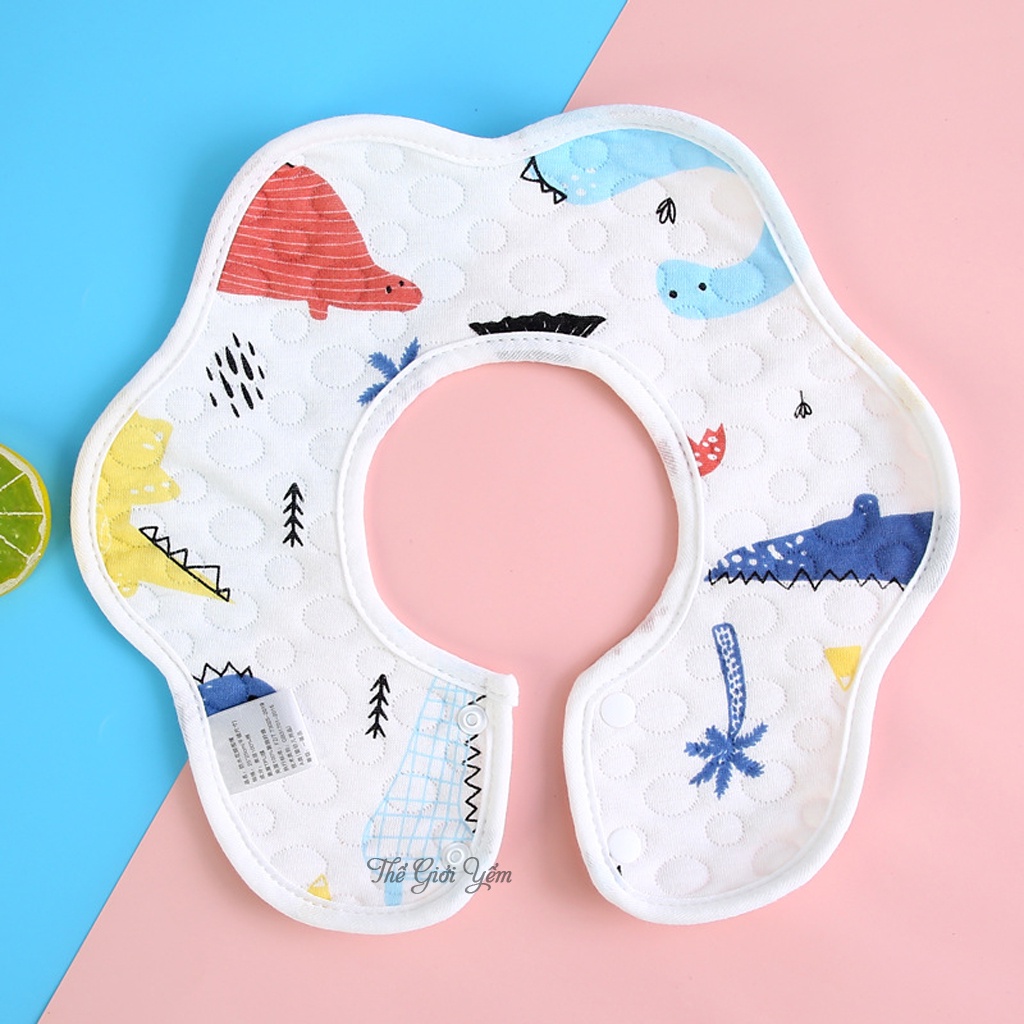 Yếm tròn xoay 360 yếm dãi chất liệu cotton mềm mịn thấm hút tốt yếm ăn dặm có chống thấm cho bé