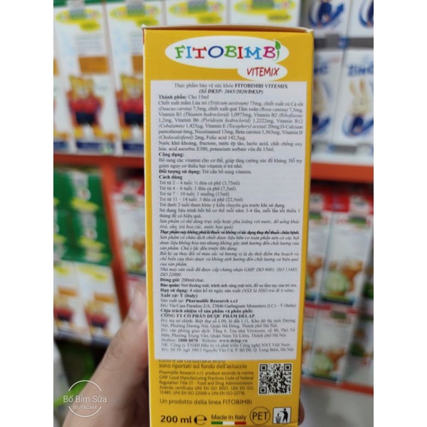 🆘  Fitobimbi Vitemix Bổ Sung Vitamin,Khoáng Chất Cần Thiết Cho Bé Phát Triển
