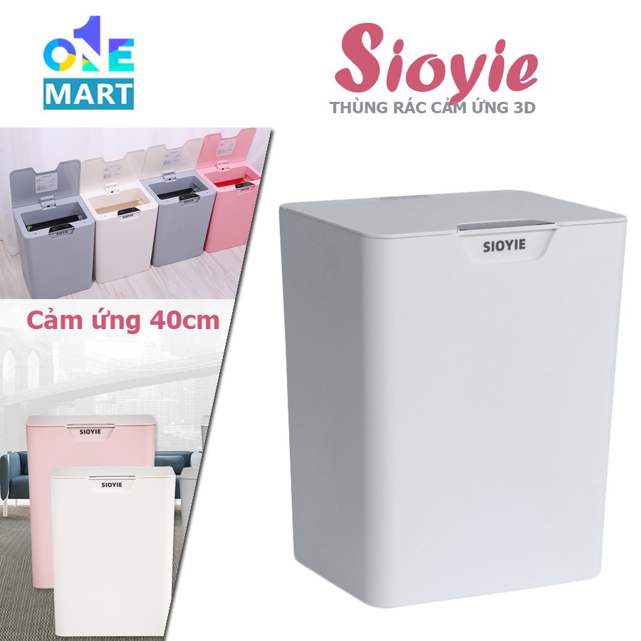 Thùng rác cảm ứng thông minh Sioyie cảm ứng cực nhạy chỉ trong 0.2s dung tích 16L tặng kèm túi đựng rác tặng kèm pin