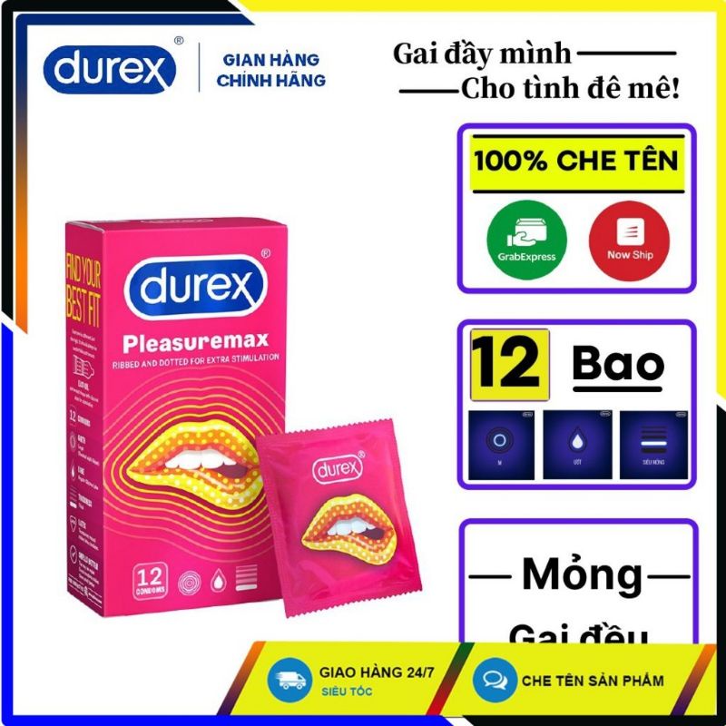 Durex Pleasuremax ( hộp 12 bao)