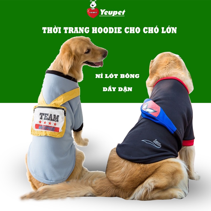 Áo cho chó lớn size từ 20 - 50 kg áo thu đông có tay TEAM WATER POOF vải len lót lông cừu cao cấp