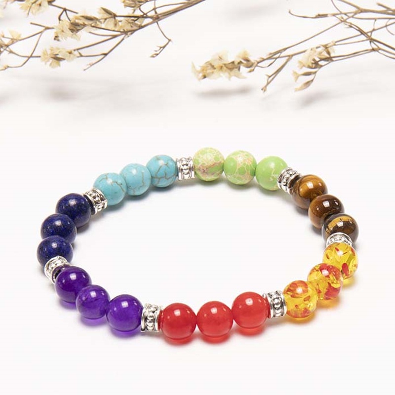 Vòng tay đá núi lửa 7 màu thời trang