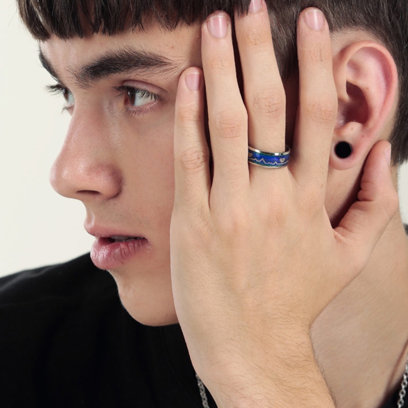 Nhẫn Hình Nhịp Tim Thay Đổi Màu Sắc Theo Nhiệt Độ Thời Trang Cho Cặp Đôi