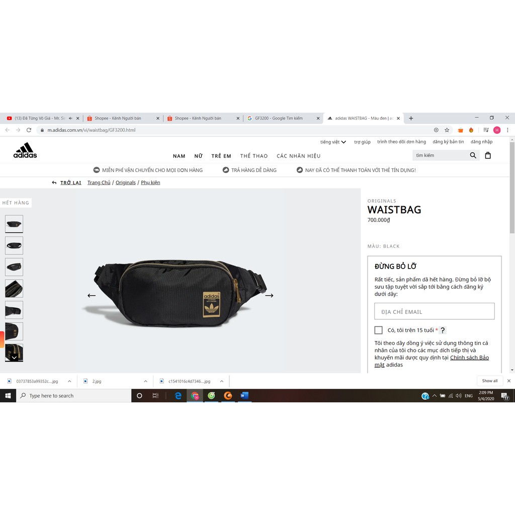 Túi Đeo Chéo FREESHIP️ Túi Chéo Nam Das Waist Bag Black Gold GF3200