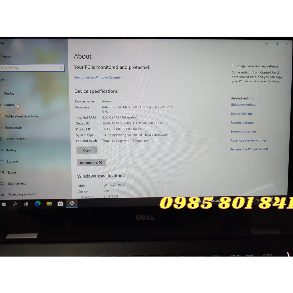 Laptop Dell E7470 i7 6600U màn hình 14inch cảm ứng 2k (SSD 256GB ,RAM 8GB) | BigBuy360 - bigbuy360.vn