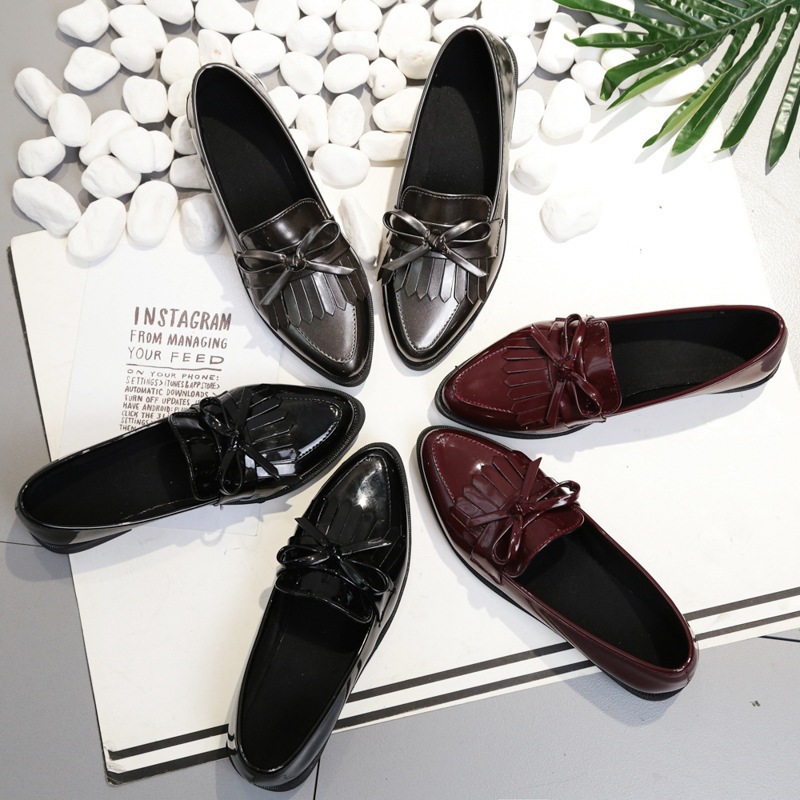 NEW KOREAN STYLE Giày Búp Bê Nữ Đính Nơ Thời Trang Hàn Quốc Xinh Xắn