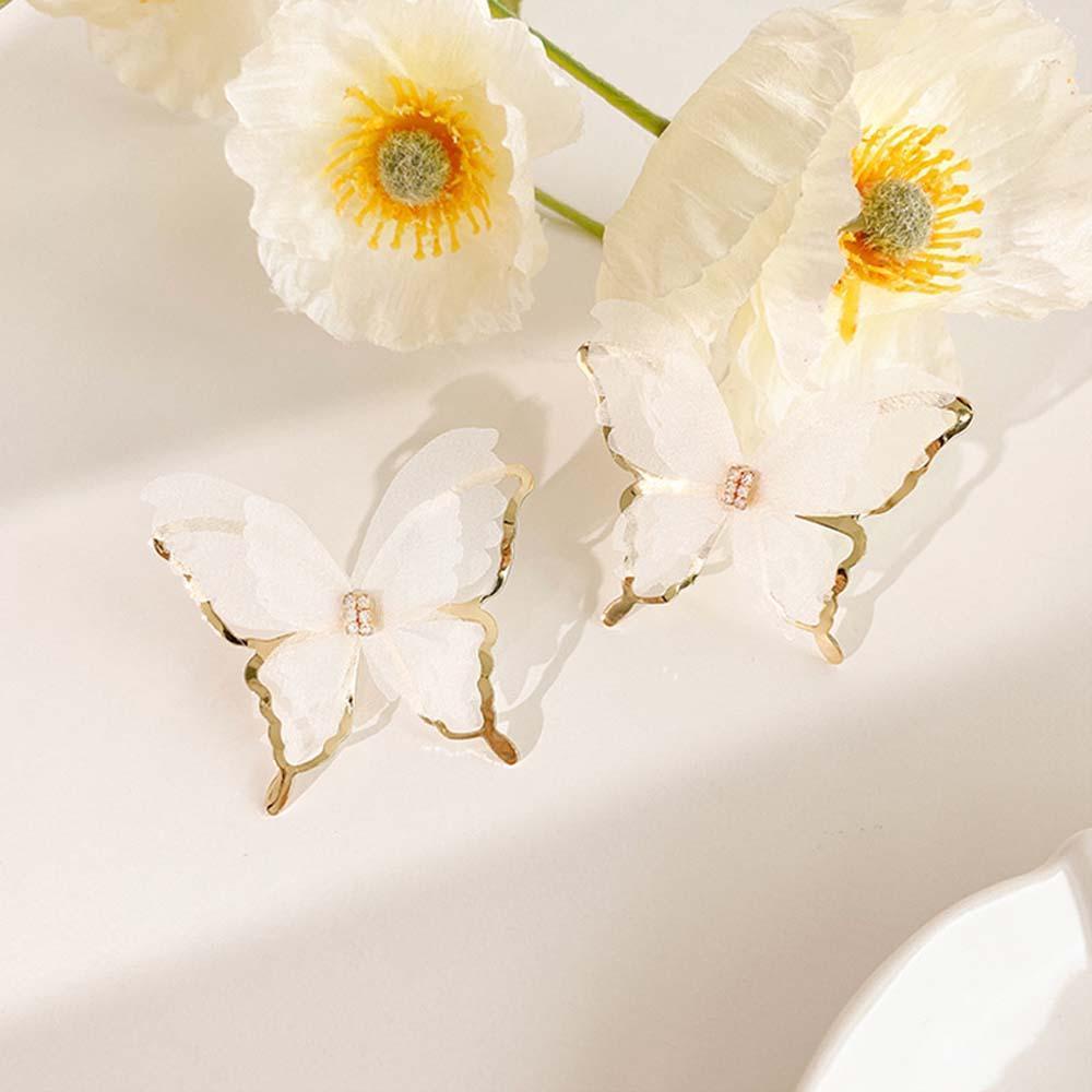 Khuyên Tai Dạng Hạt Phong Cách Hàn Quốc Cho Nữ|Bông Tai Hình Bướm Bằng Vải Tuyn Thời Trang