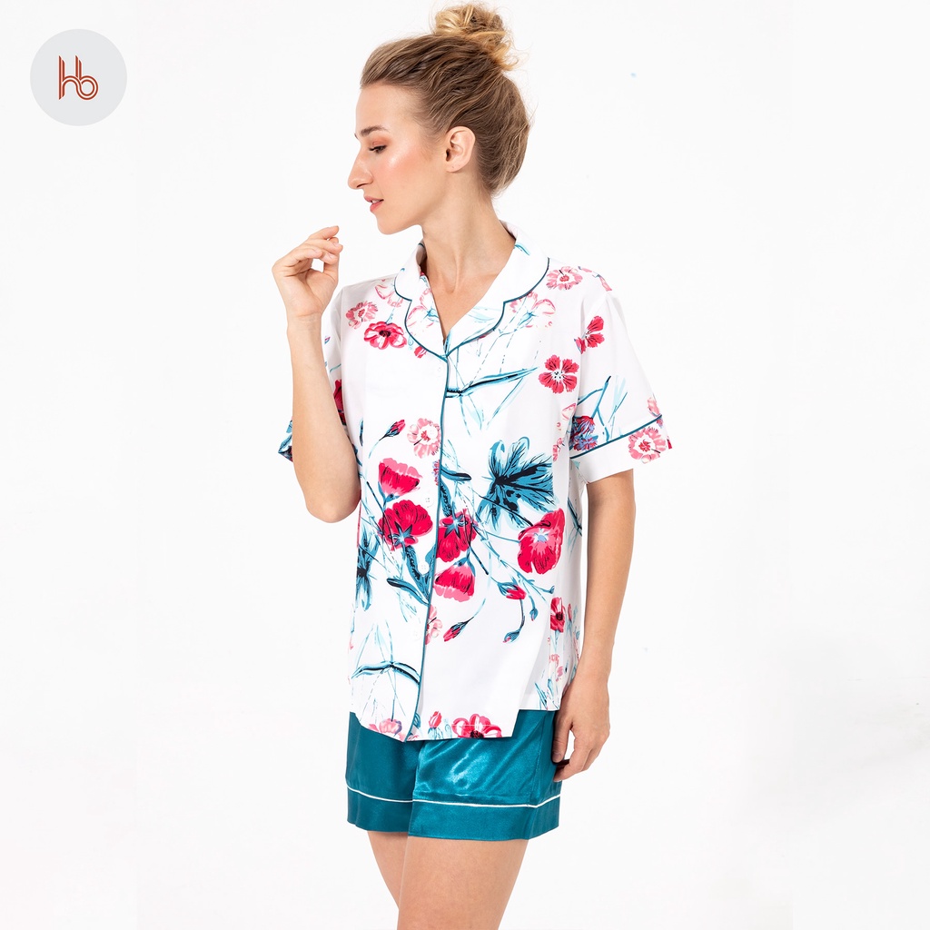 Set đồ bộ đùi tay ngắn mặc nhà cổ pijama Hibi Sports HB103 - Quần có túi