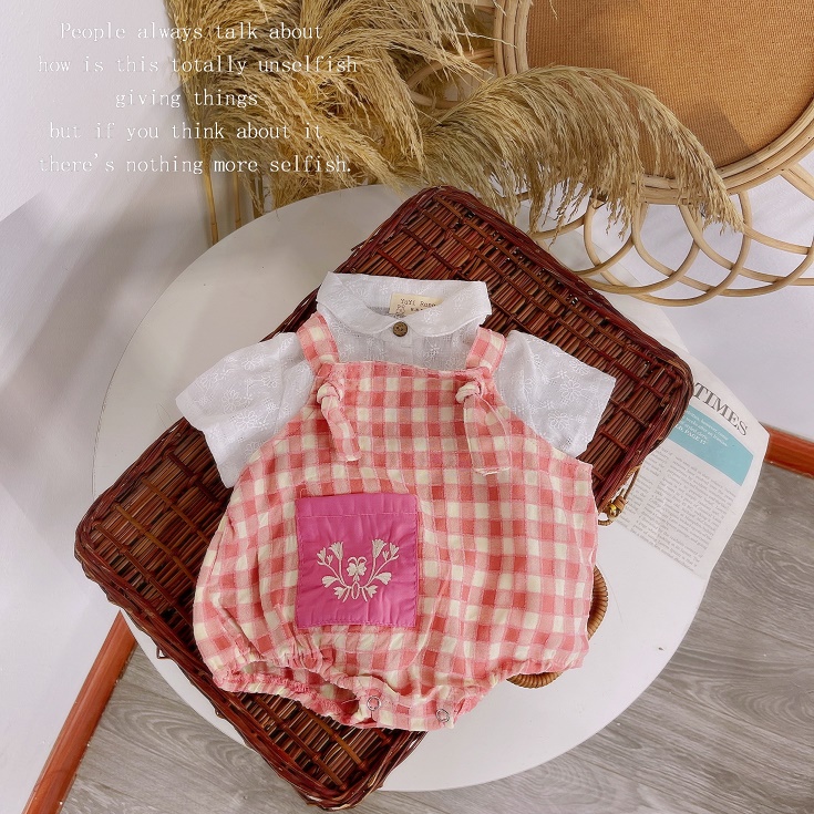 Set áo kèm yếm caro cho bé gái sơ sinh 1 2 tuổi MINTSCLOSET Mint's Closet - YE5023 - YE5029