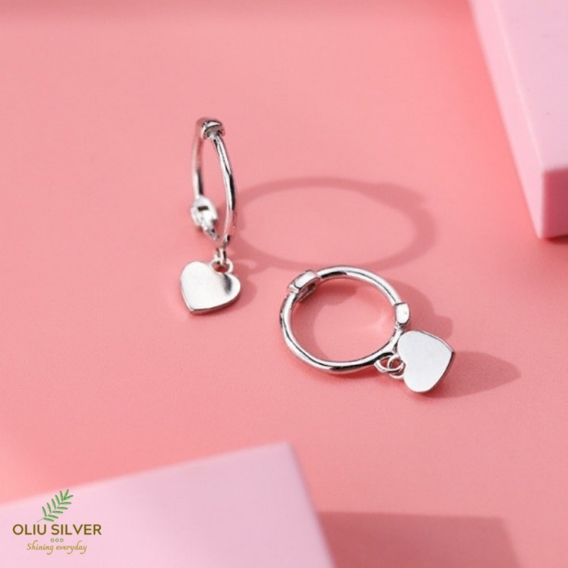 Bông Tai Bạc S925 Khoen Tròn Nhí Mini Hoop Trái Tim – Ngôi Sao Trẻ Trung Cá Tính | Khuyên Tai Nữ Trang Sức Bạc 925