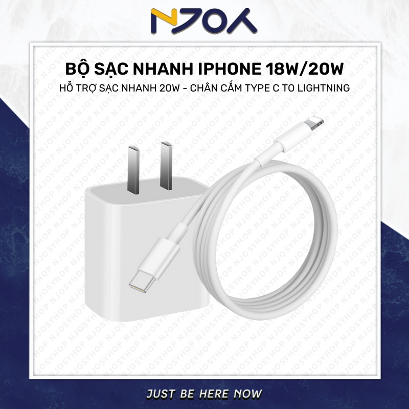 Bộ Cáp Sạc iPhone Pd 20W Type C To Lightning Hỗ Trợ Sạc Nhanh Cho iPhone 13 Pro Max 12 Pro Max 11 Pro Max NJOYSHOP