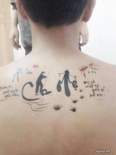 Hình xăm dán tattoo thư pháp