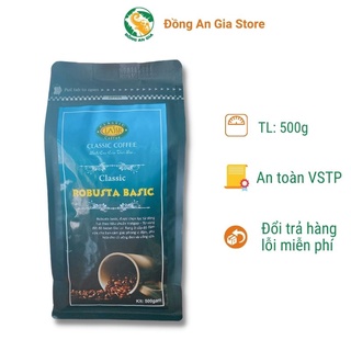 Cà phê hạt Robusta Gia Lai Classic Coffee 500gr nguyên chất, rang mộc đậm đà, thơm nồng, dùng pha phin hoặc pha máy ngon
