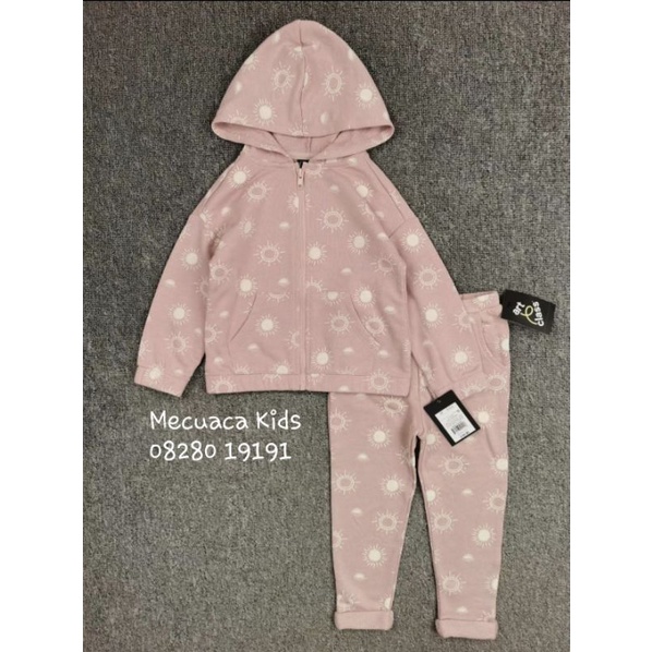 Bộ nỉ da cá dài tay áo khoác hoddie có mũ kéo khóa màu hồng tím họa tiết xuất dư xịn