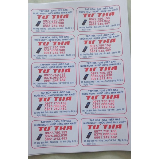 Combo 50 tem dán in theo yêu cầu có lớp keo dính