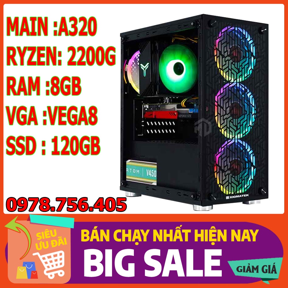 PC GAMING - A320- RYZEN 3 2200G - RAM 8GB chơi game online