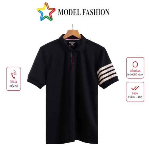 Áo thun polo nam nữ tay ngắn đen 3 sọc vai hàn quốc Model Fashion