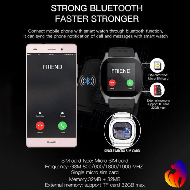 Blackhole Đồng Hồ Thông Minh Kết Nối Bluetooth Hỗ Trợ Thẻ Sim Fm Cho Android Ios Iphone Samsung