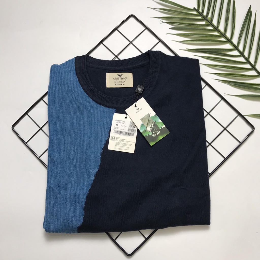 (XẢ LỖ) Áo len nam Aristino mỏng vừa phối màu lạ mắt, không xù, không bai  AWO004W9