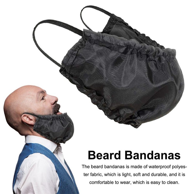 3Pcs Mens Bedtime Bib Adjustable Facial Hair Apron Guard Bonnet Rag - Beard Gains (Short String over Ear)