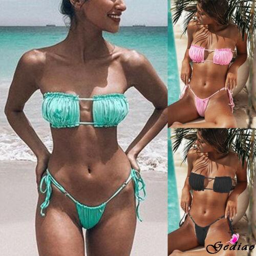 Bộ bikini 2 mảnh áo bra có mút nâng + quần lót phối dây quyến rũ cho nữ
