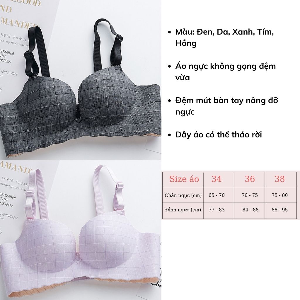 Áo ngực su không gọng nâng ngực, áo lót nữ đệm bàn tay A879