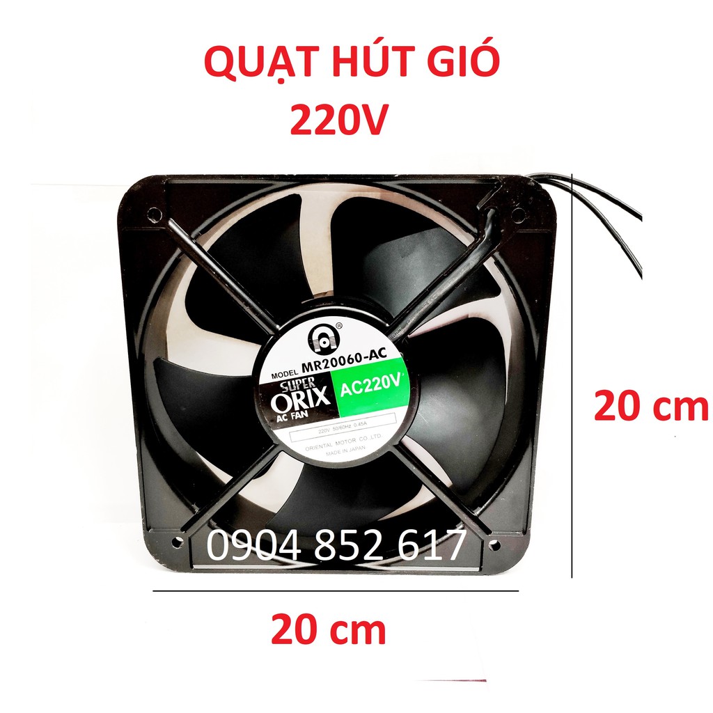 Quạt hút gió ORIX, thông gió, hút mùi 220V 20x20 cm