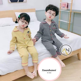 Bộ Pijama kẻ thô mềm cho bé trai bé gái XHN336
