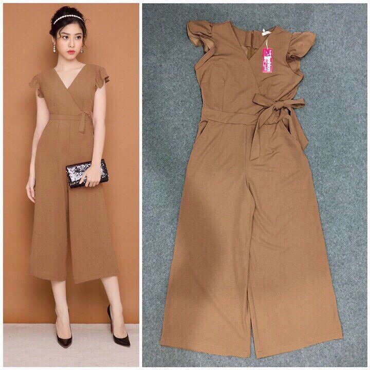Jum Lửng💕FREESHIP💕Giảm 45k Khi Mua Đơn Từ 500k - Jumpsuit cổ tim thắt nơ eo quần lửng ống rộng TJ907 | BigBuy360 - bigbuy360.vn