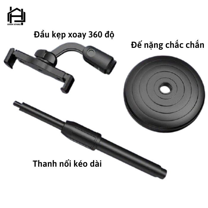 Giá Đỡ Điện Thoại Kẹp Đứng Chân Đế Nặng Xoay Trục 180 Độ Tùy Chỉnh Kích Thước